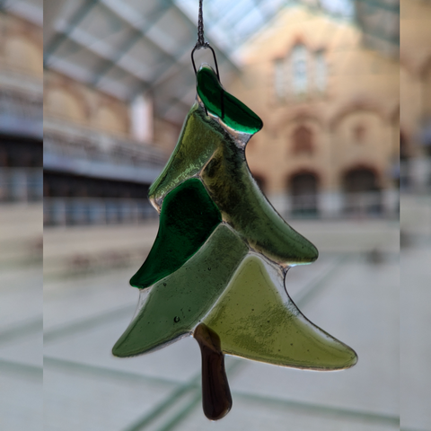 Stained Glass - Green Fused Glass Christmas Tree