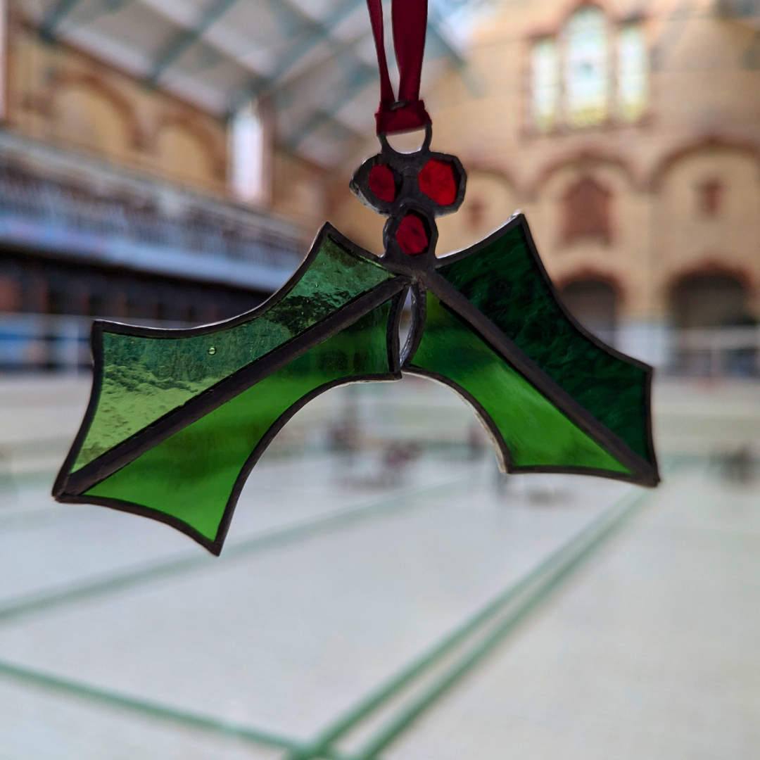 Stained glass - Holly & Berries Christmas Decoration
