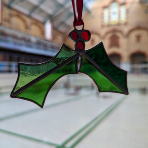 Stained glass - Holly & Berries Christmas Decoration