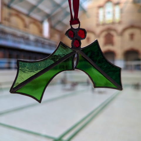 Stained glass - Holly & Berries Christmas Decoration