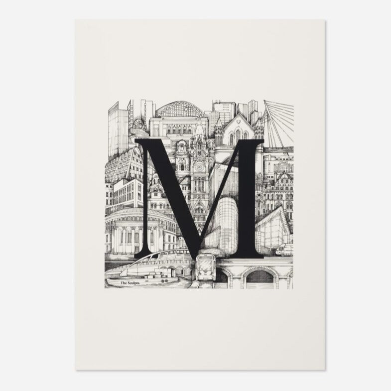 M for 'Manchester' A4 Prints - The Sculpts