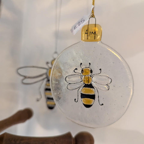 Stained glass - Fused Glass MCR Bee Bauble