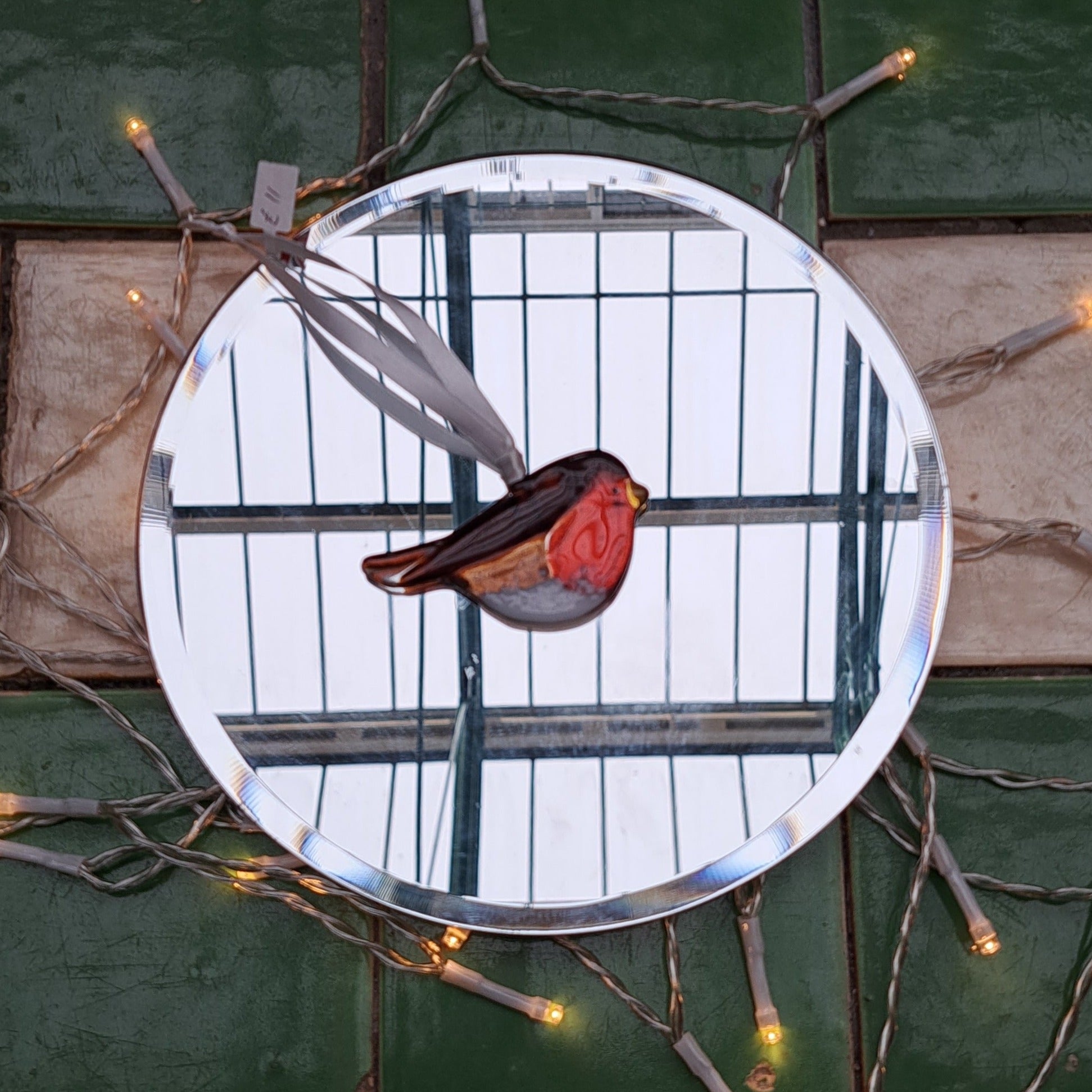Fused Glass Robin Ornament