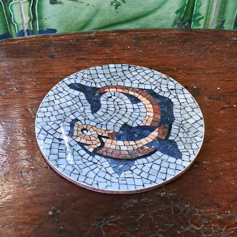 Mosaic Fish Coaster - curled fish