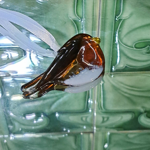 Fused Glass Robin Ornament