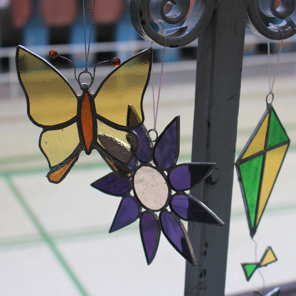 Hand-crafted stained glass hanging ornaments